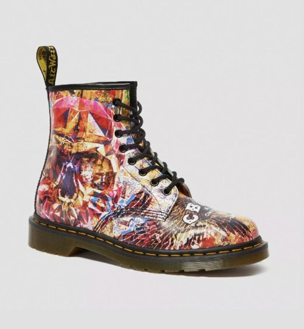Dr. Martens 1460 CBGB Printed Leather Lace-Up Boots Size 12